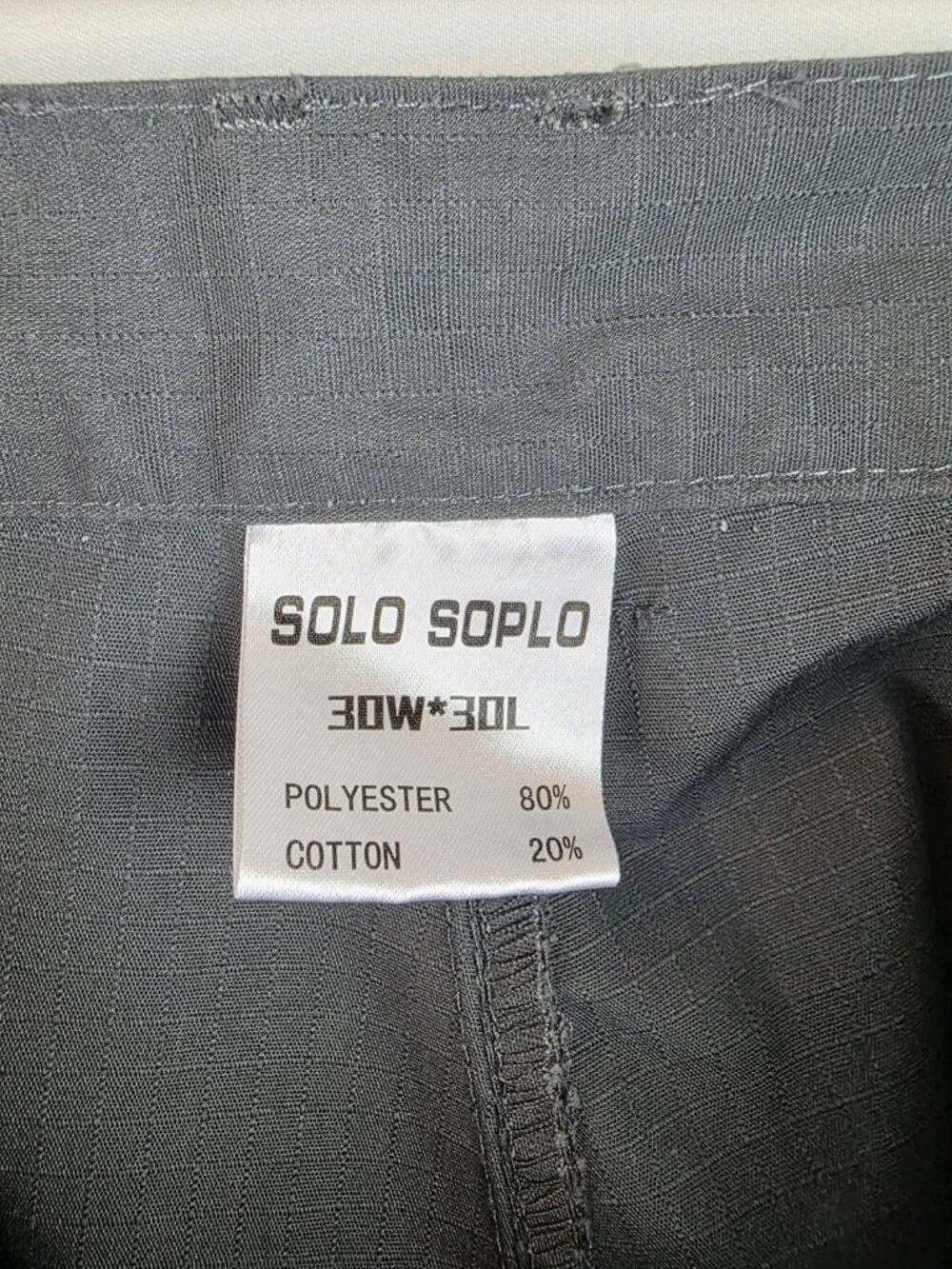 Solo Soplo Men's Pants Size 30 x 30 Gray Tactical Cargo Pants